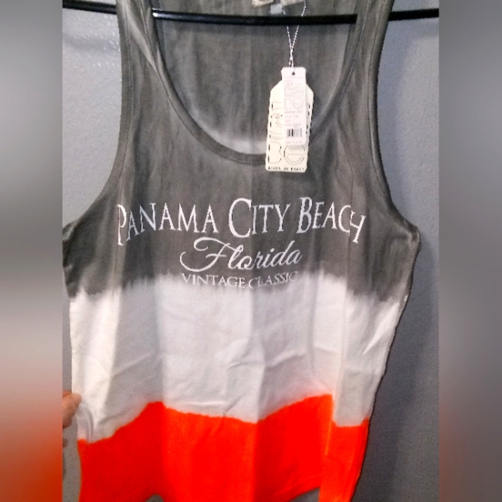 Women's Gray and Orange Tank Top